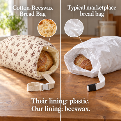 100% Handmade Organic Cotton & Beeswax Bread Bags